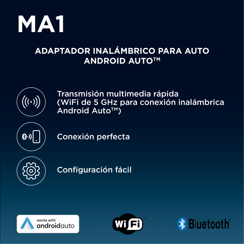 Motorola MA1 Adaptador inalámbrico Android Auto Auto - Conexión instantánea  con tecnología Bridge con licencia de Google de smartphone a pantalla 